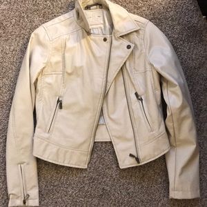 Cream Leather Jacket
